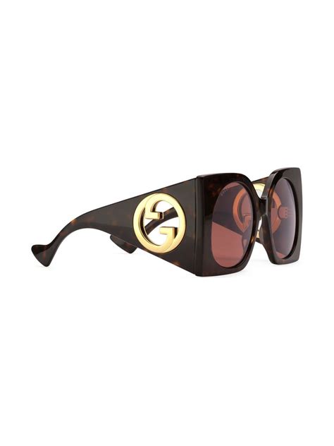 gucci temples|Square frame sunglasses in tortoiseshell .